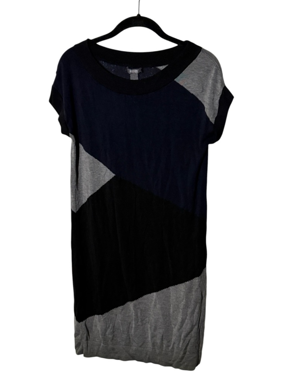 Kenneth Cole Colorblock Gray Blue Black Knit Dress Size Medium